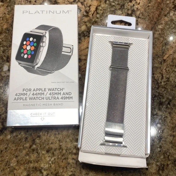 Magnetic Mesh Band, Silver, for Apple Watch by PLATINUM, in Box-NWT, Great Gift! - Picture 3 of 9